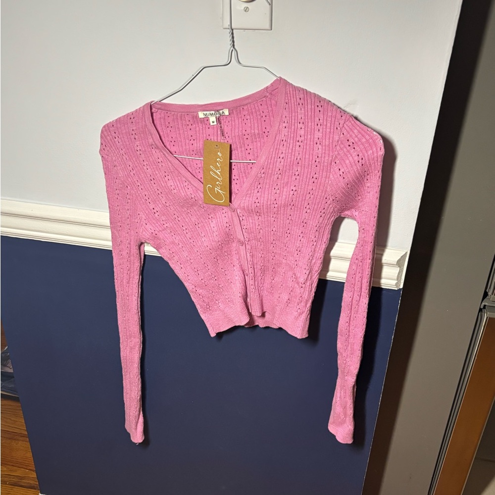 Pink Cardigan Sweater